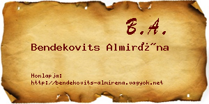Bendekovits Almiréna névjegykártya